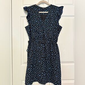 41 Hawthorn Navy Dress with Blue Floral Pattern